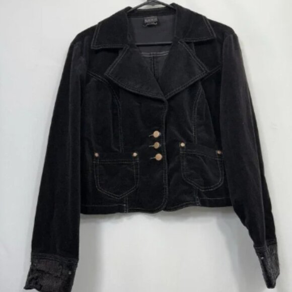 Vtg Y2K Fubu Jacket 1X Faux Suede Crop Sequin Whimsigoth Grunge 90s - Picture 1 of 7